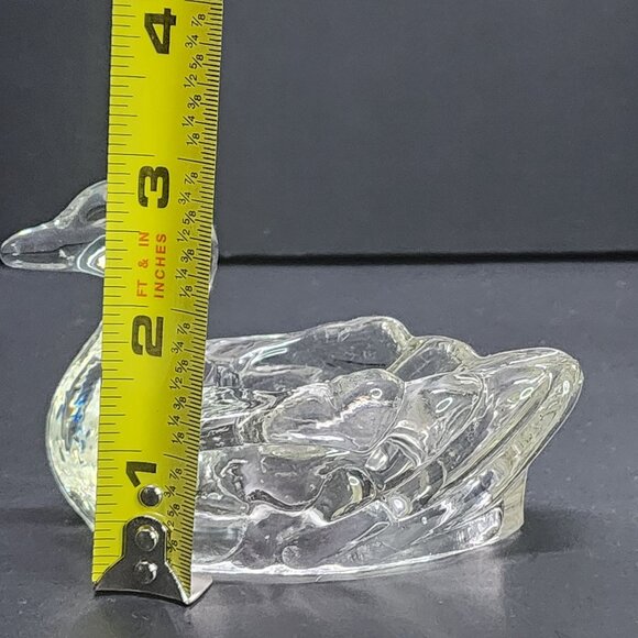 Vintage Clear Glass Duck Personal Ashtray Paperweight 4'' Collectible - Picture 6 of 7